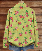 Penelope | Pink Floral Lime Zip Cardigan