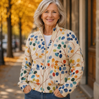 Esther | Botanical Leaf Print Zip Cardigan