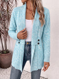 Beverly | Aqua Ribbed Knit Button-Tab Cardigan