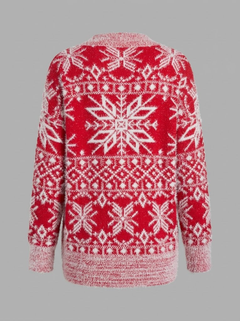 Betty | Women's Nordic Snowflake Knit Sweater – Festive Crew-Neck Pullover for Winter Days
