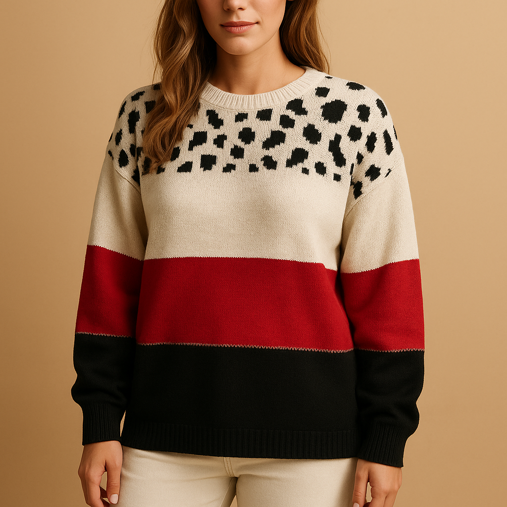 Harley | Women's Printed Cotton Knit Sweater – Relaxed Crew Neck Layer for Autumn and Winter Casual Wear