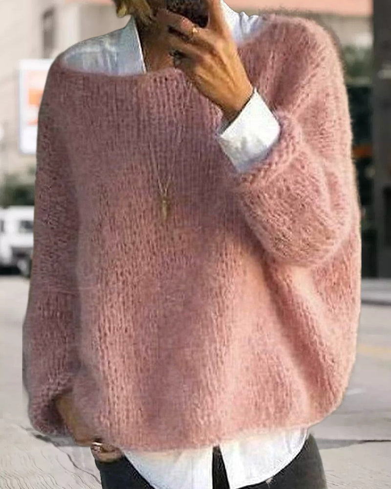 Ursula | Women's Off Shoulder Sweater – Soft Fluffy Knit Comfortable Casual Everyday Jumper