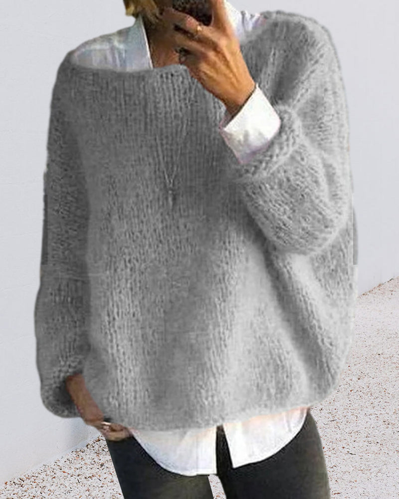 Ursula | Women's Off Shoulder Sweater – Soft Fluffy Knit Comfortable Casual Everyday Jumper