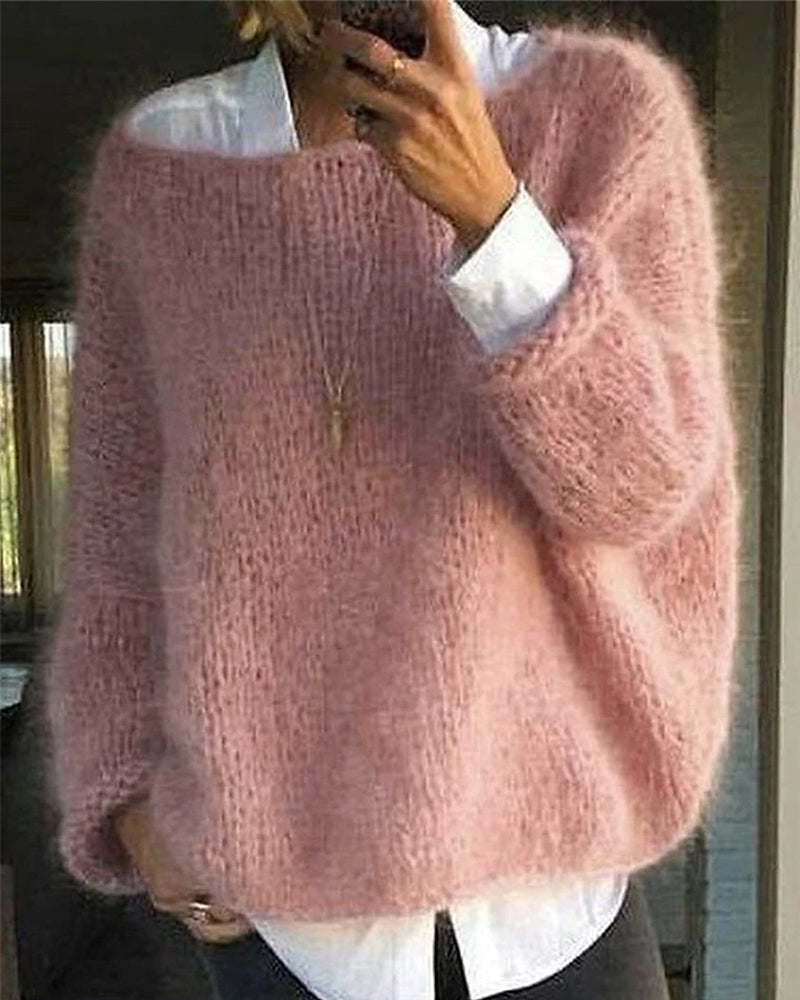 Ursula | Women's Off Shoulder Sweater – Soft Fluffy Knit Comfortable Casual Everyday Jumper