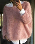 Ursula | Women's Off Shoulder Sweater – Soft Fluffy Knit Comfortable Casual Everyday Jumper