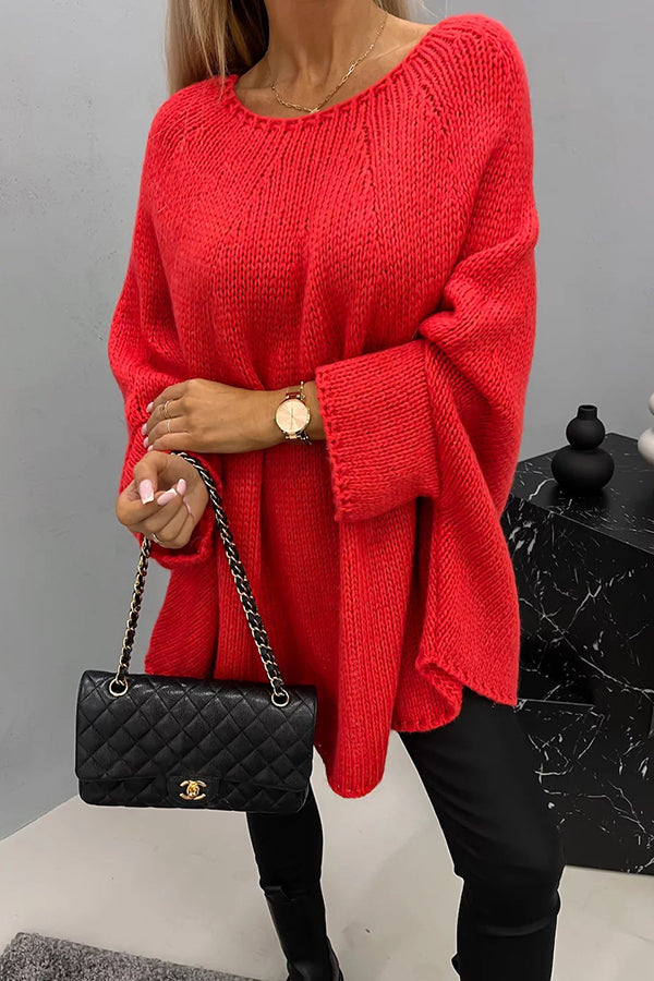 Pauline | Women's Draped Knit Poncho – Relaxed Round-Neck Sweater for Smart Casual Layering