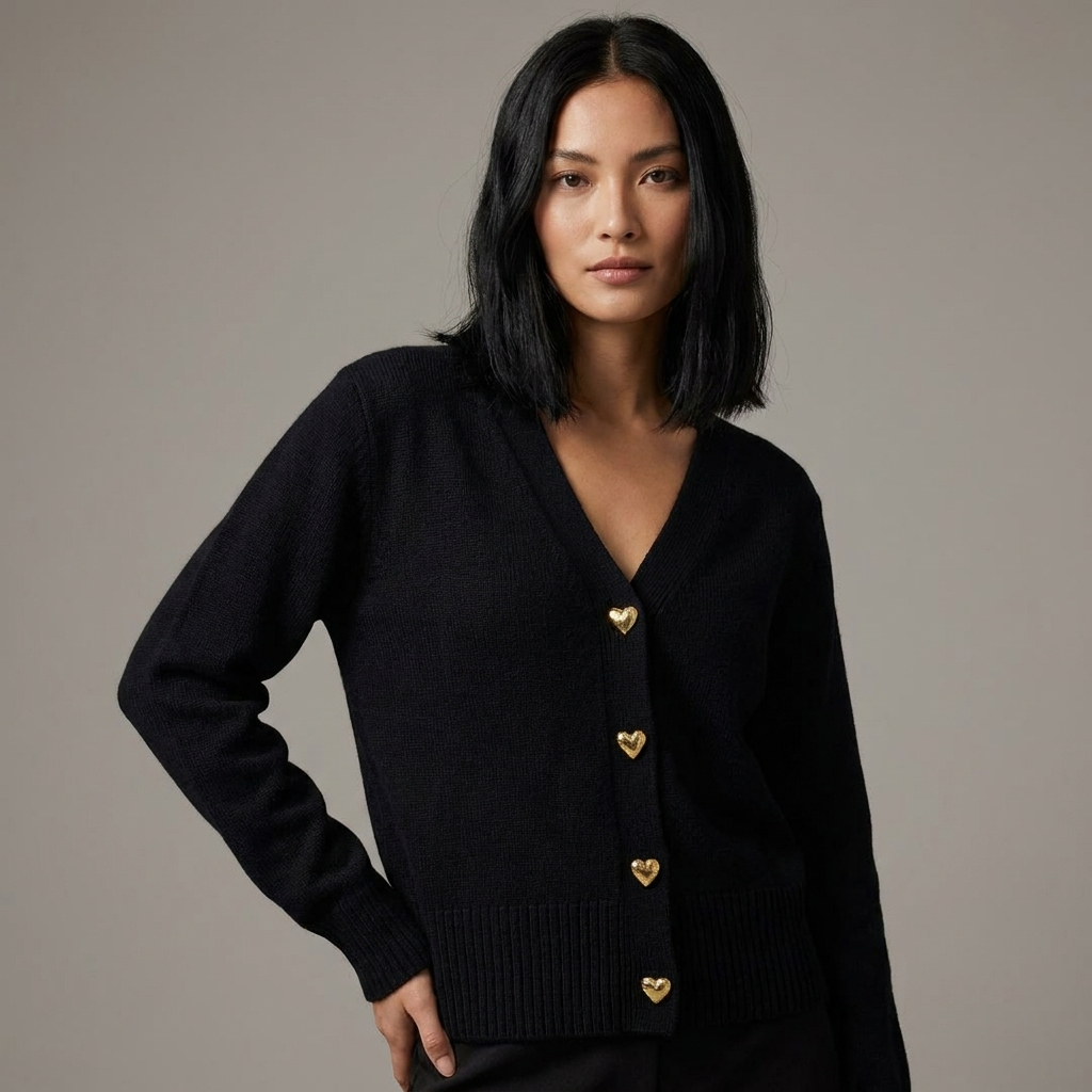 Angela | Women's V Neck Knit Cardigan Button Front Autumn Style