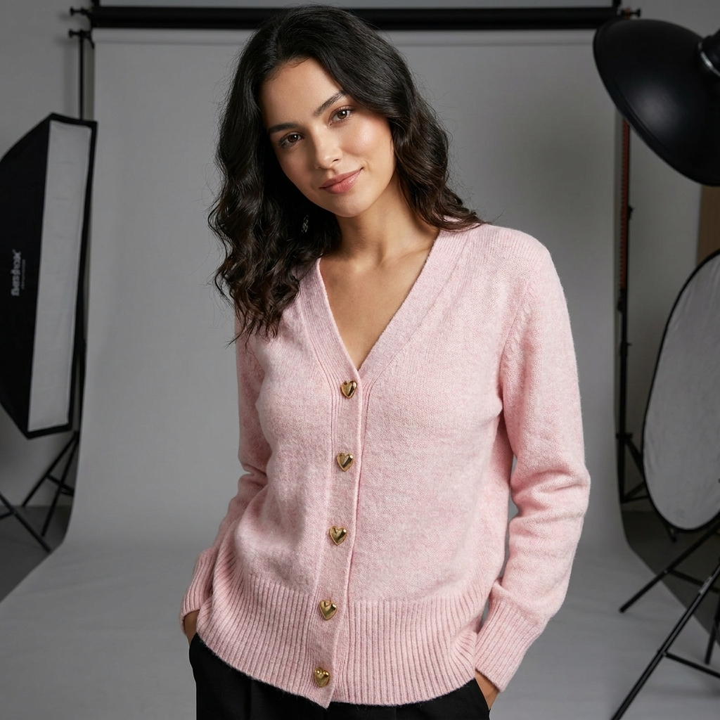 Angela | Women's V Neck Knit Cardigan Button Front Autumn Style