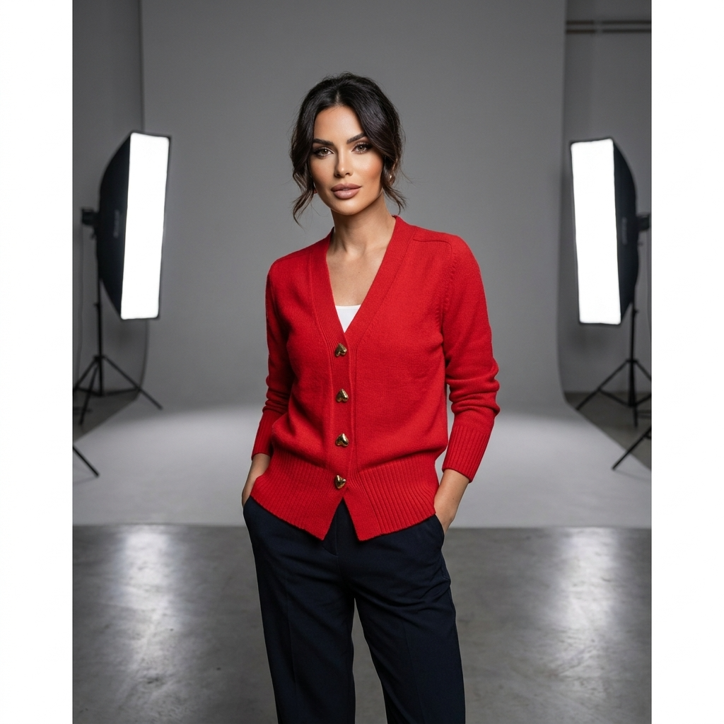 Angela | Women's V Neck Knit Cardigan Button Front Autumn Style