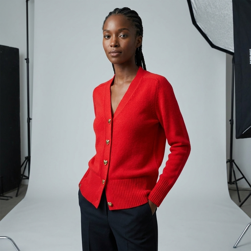 Angela | Women's V Neck Knit Cardigan Button Front Autumn Style