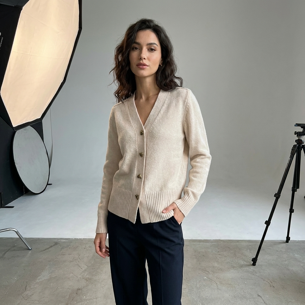 Angela | Women's V Neck Knit Cardigan Button Front Autumn Style
