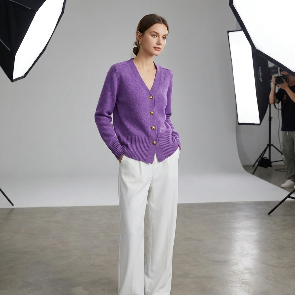 Angela | Women's V Neck Knit Cardigan Button Front Autumn Style