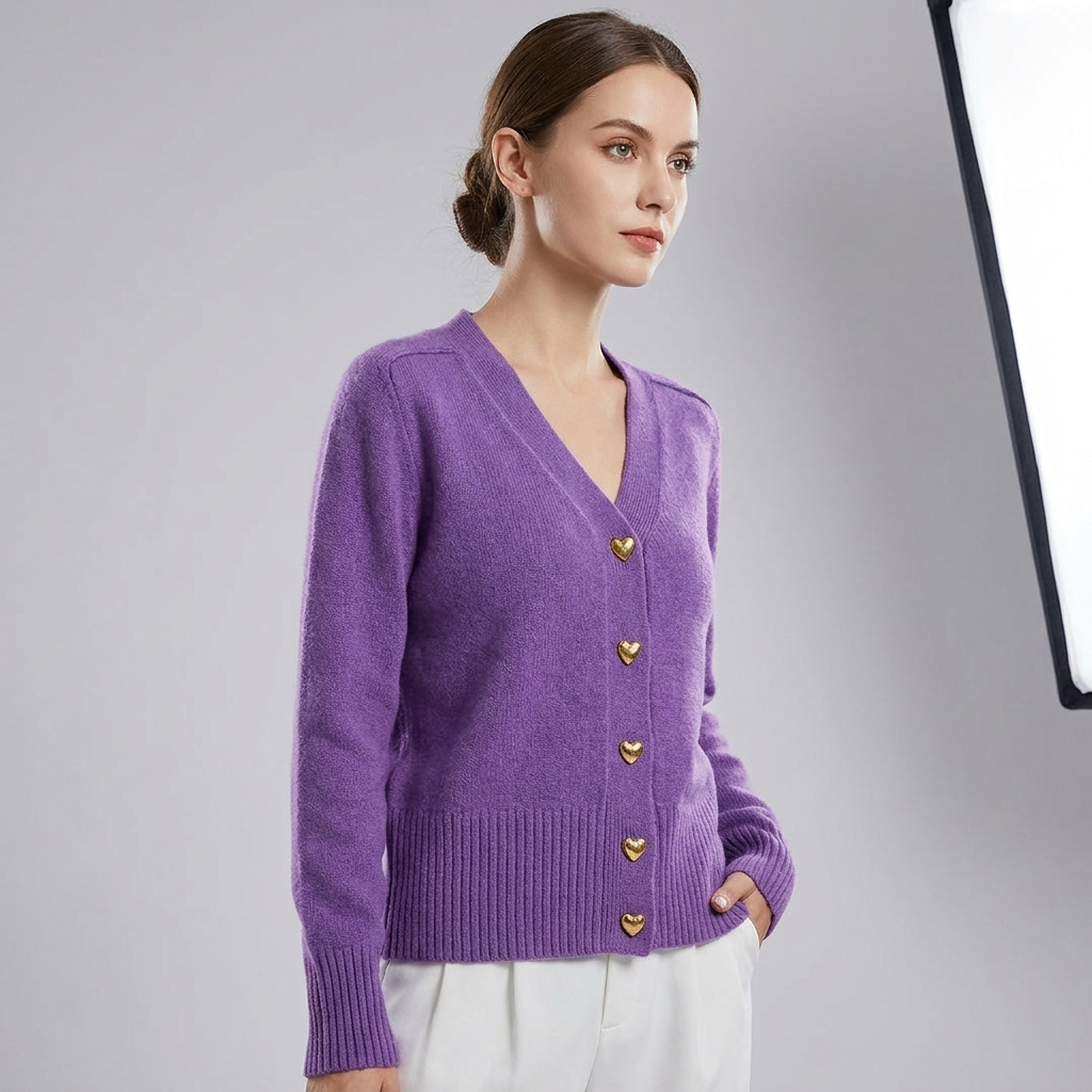 Angela | Women's V Neck Knit Cardigan Button Front Autumn Style