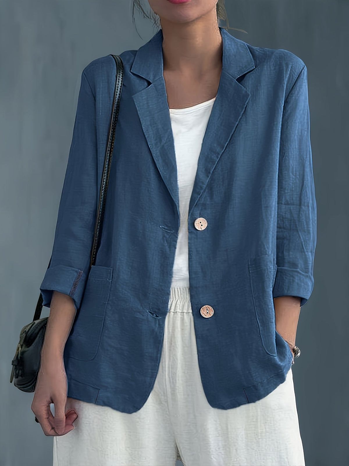 Isla | Classic Linen Blazer With Pockets For Smart Casual Wear