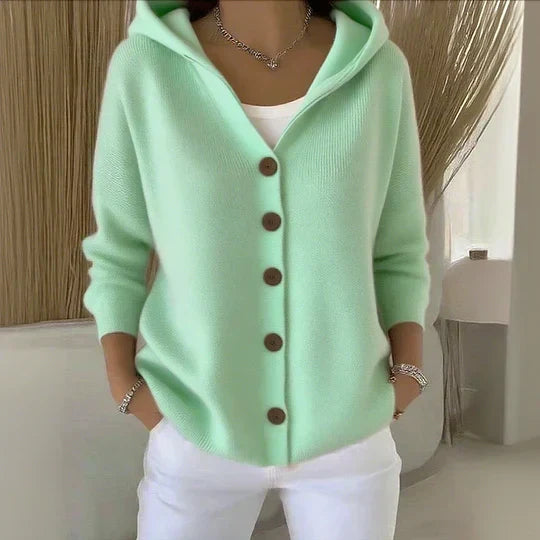 Neva | Hooded Button-Up Knit Cardigan