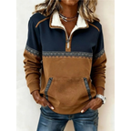 Sharon | Women's Sherpa Collar Sweatshirt – Printed Quarter-Zip Layer for Autumn and Winter Wear