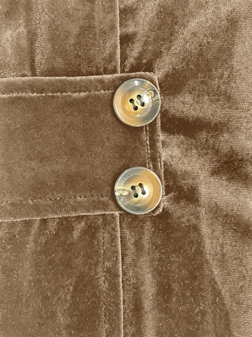 Janet | Camel Velvet Button-Tab Cardigan