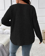 Gloria | Women's Solid Colour V Neck Long Sleeve Jumper with Soft Cotton Blend and Casual Everyday Comfortable Fit