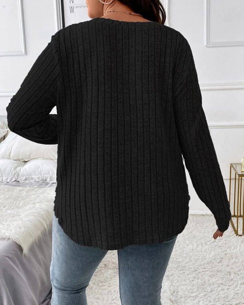 Gloria | Women's Solid Colour V Neck Long Sleeve Jumper with Soft Cotton Blend and Casual Everyday Comfortable Fit