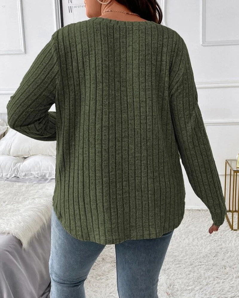 Gloria | Women's Solid Colour V Neck Long Sleeve Jumper with Soft Cotton Blend and Casual Everyday Comfortable Fit