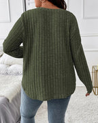 Gloria | Women's Solid Colour V Neck Long Sleeve Jumper with Soft Cotton Blend and Casual Everyday Comfortable Fit