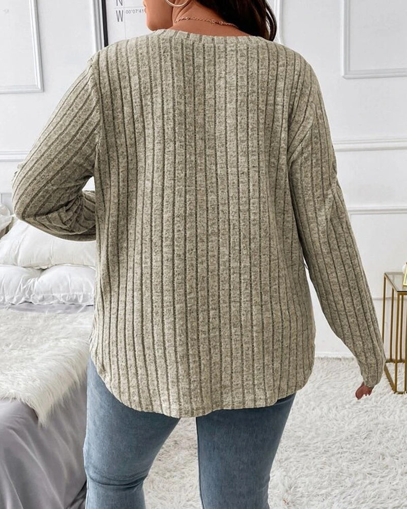 Gloria | Women's Solid Colour V Neck Long Sleeve Jumper with Soft Cotton Blend and Casual Everyday Comfortable Fit