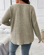 Gloria | Women's Solid Colour V Neck Long Sleeve Jumper with Soft Cotton Blend and Casual Everyday Comfortable Fit
