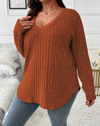 Gloria | Women's Solid Colour V Neck Long Sleeve Jumper with Soft Cotton Blend and Casual Everyday Comfortable Fit