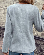 Violet | Women's Knitted Coat with Contrast Colour Patchwork Elegant Business Casual Long Sleeve Everyday Outerwear