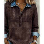Joanne | Women's Textured Button-Neck Sweater – Relaxed Long-Sleeve Style for Everyday Wear