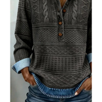 Joanne | Women's Textured Button-Neck Sweater – Relaxed Long-Sleeve Style for Everyday Wear