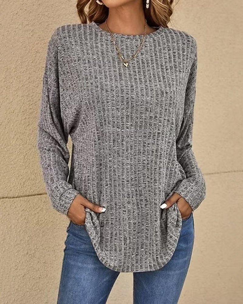 Alice | Women's Crew Neck Long Sleeve Jumper Soft Cotton Blend Casual Basic Everyday Comfortable Layering Top