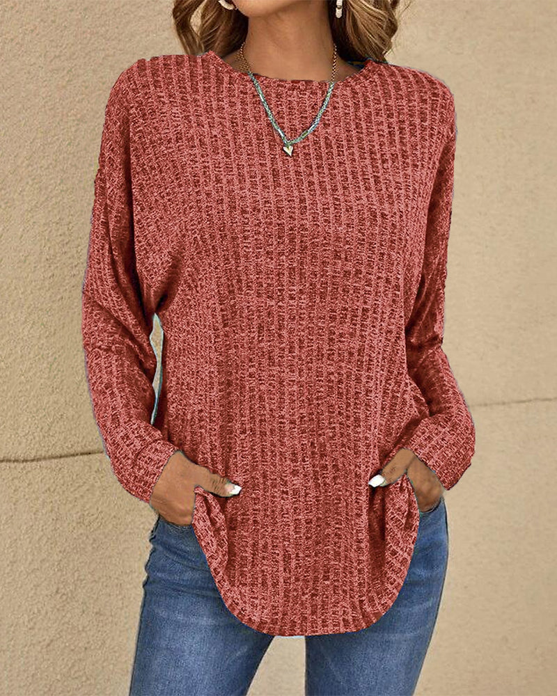 Alice | Women's Crew Neck Long Sleeve Jumper Soft Cotton Blend Casual Basic Everyday Comfortable Layering Top