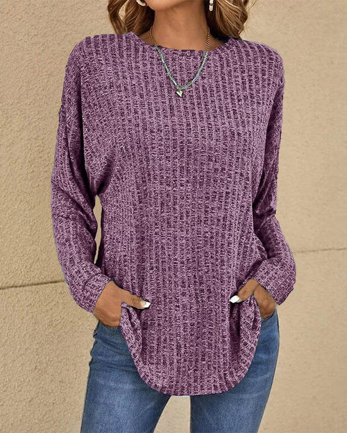 Alice | Women's Crew Neck Long Sleeve Jumper Soft Cotton Blend Casual Basic Everyday Comfortable Layering Top