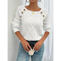Bridget | Women's Cable Knit Sweater – Button Detail Long-Sleeve Style for Autumn and Winter Wear