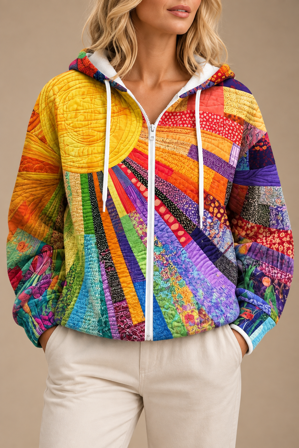 Winifred | Rhealyn Sunburst Print Zip Hoodie