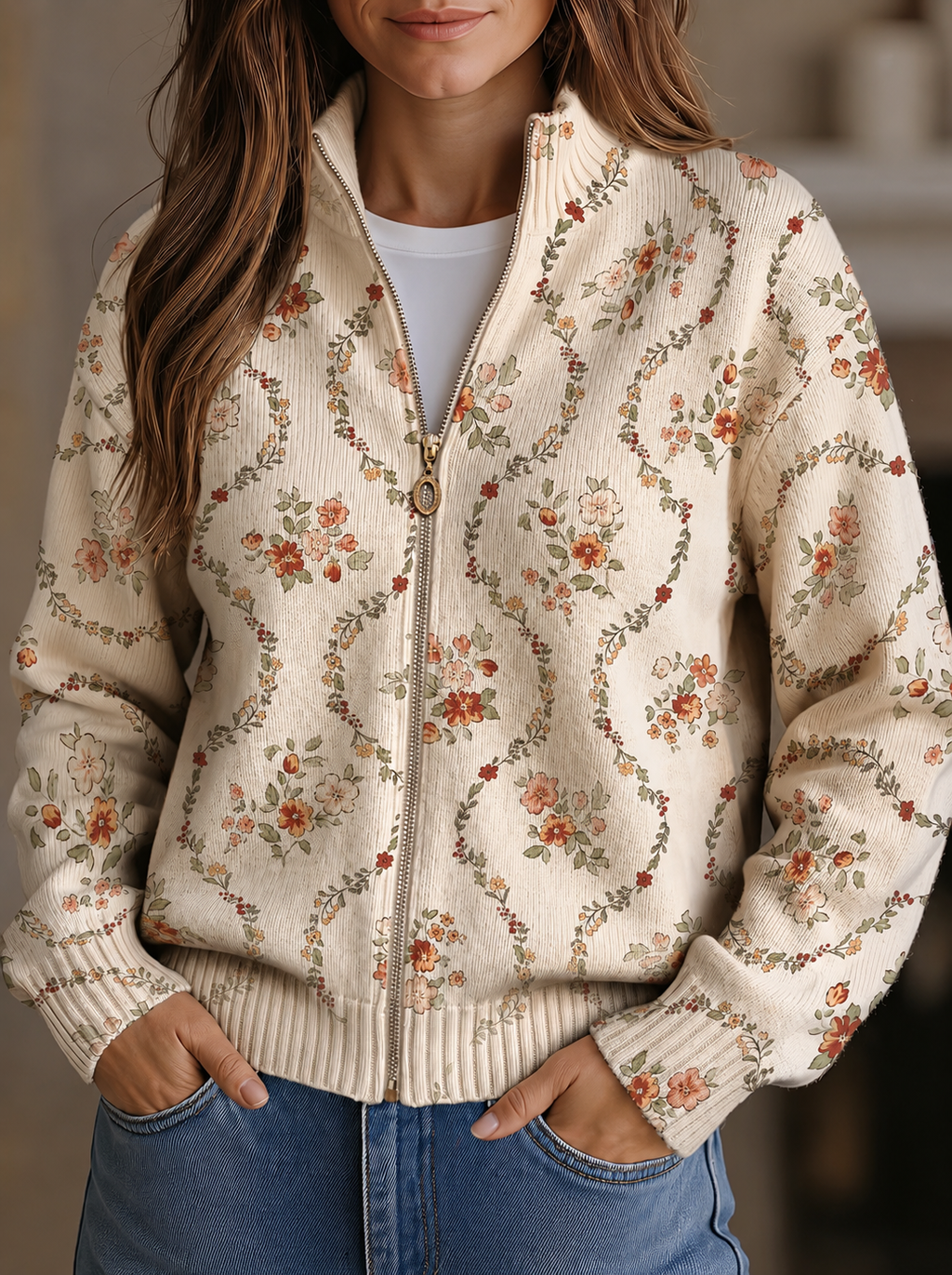 June | Delicate Floral Vine Cream Print
