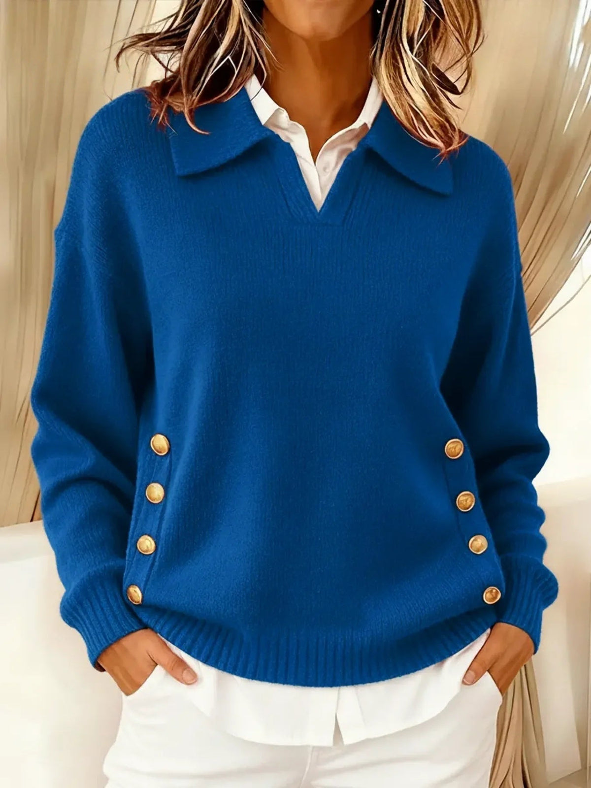 Rose | V-Neck Sweater with Collar
