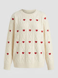 Isla | Women's Heart Pattern Cable-Knit Sweater – Relaxed Crew-Neck Pullover for Cosy Seasonal Styling