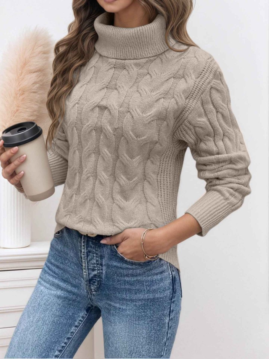 Winifred | Women's Cable-Knit Turtleneck Sweater – Textured Long-Sleeve Style for Cooler Days