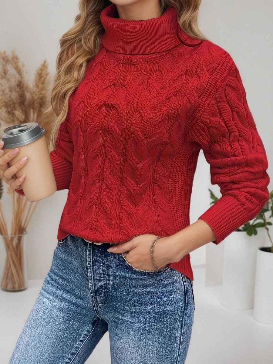 Winifred | Women's Cable-Knit Turtleneck Sweater – Textured Long-Sleeve Style for Cooler Days