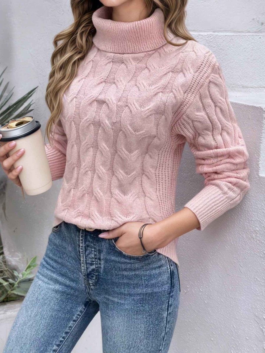 Winifred | Women's Cable-Knit Turtleneck Sweater – Textured Long-Sleeve Style for Cooler Days