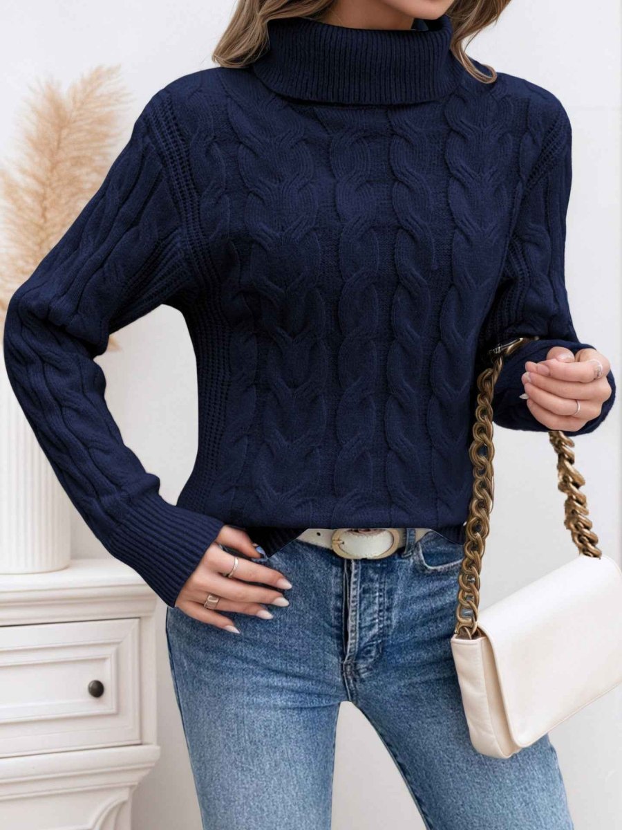Winifred | Women's Cable-Knit Turtleneck Sweater – Textured Long-Sleeve Style for Cooler Days