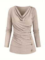 Alison | Women's Casual Knitted Top with Turtleneck and Ruffle Details Trendy Everyday Wear Lightweight Comfort