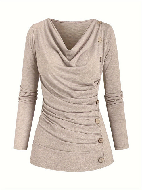 Alison | Women's Casual Knitted Top with Turtleneck and Ruffle Details Trendy Everyday Wear Lightweight Comfort