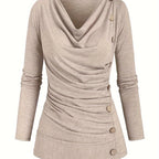 Alison | Women's Casual Knitted Top with Turtleneck and Ruffle Details Trendy Everyday Wear Lightweight Comfort
