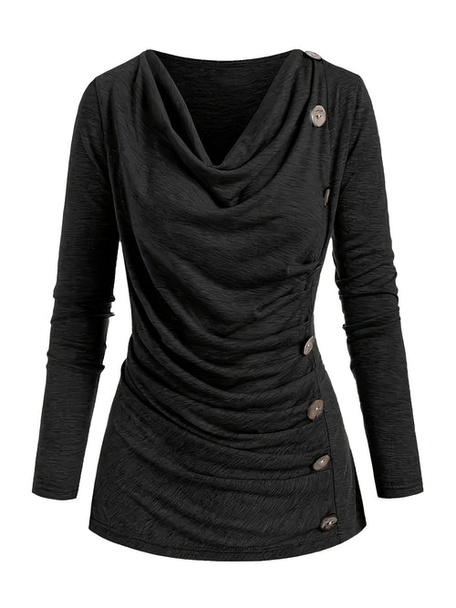 Alison | Women's Casual Knitted Top with Turtleneck and Ruffle Details Trendy Everyday Wear Lightweight Comfort