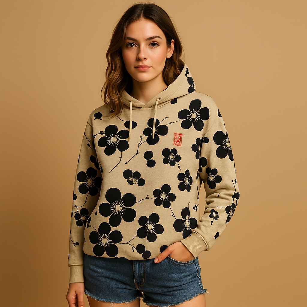 Rosemary | Women's Printed Pullover Hoodie with Drawstring Hood – Soft Relaxed Long-Sleeved Layer for Casual Weekends and Cooler Days