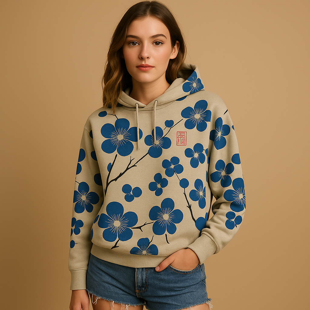 Rosemary | Women's Printed Pullover Hoodie with Drawstring Hood – Soft Relaxed Long-Sleeved Layer for Casual Weekends and Cooler Days
