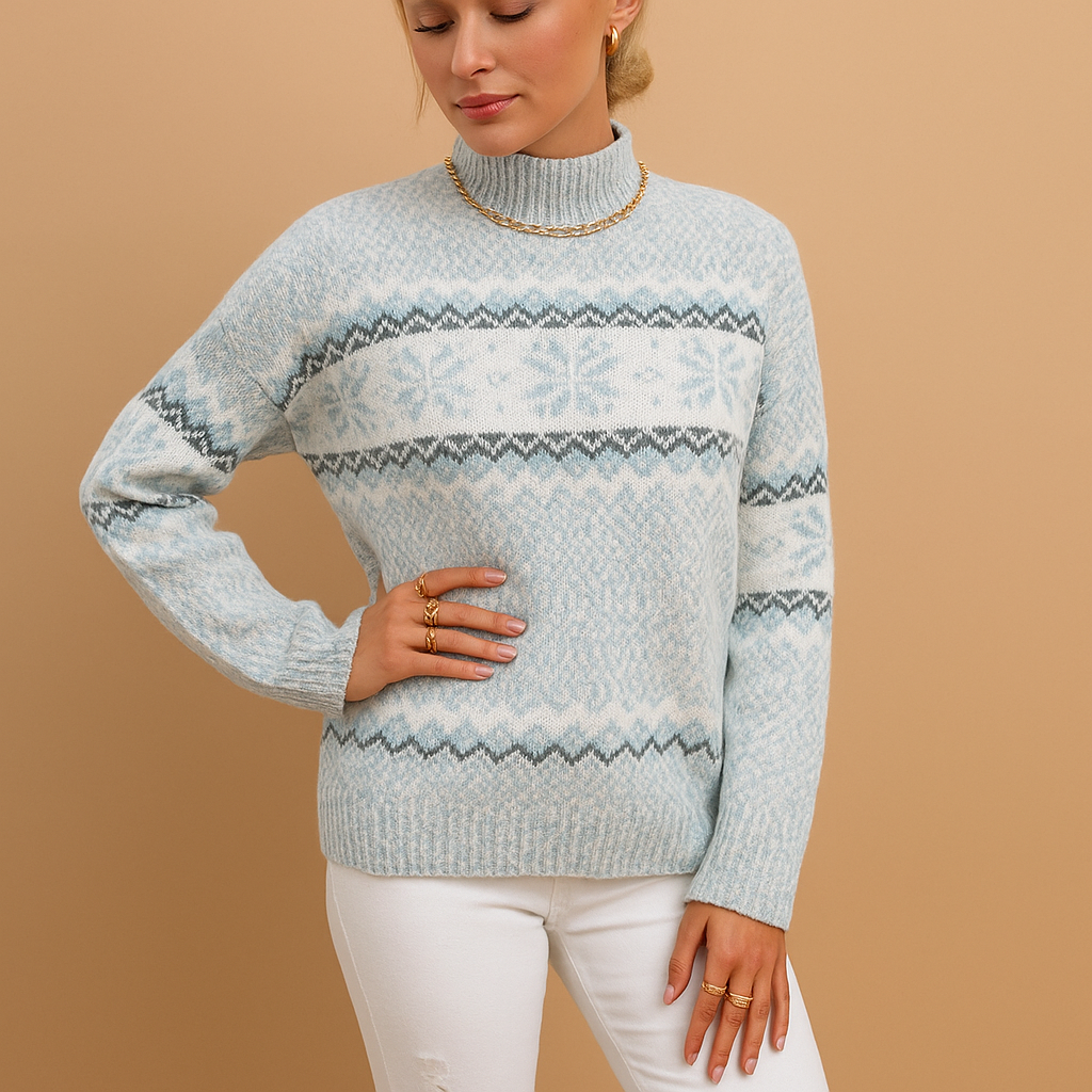 Claire | Women's Wool-Blend Turtleneck Knitted Sweater – Warm Printed Layer for Winter Casual Wear